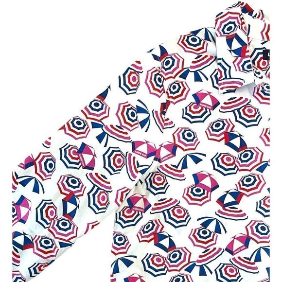 Lands End Women's Multicolor White Beach Umbrella Boyfriend Tunic Medium - Picture 5 of 14